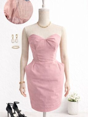 Women's Strapless Sweetheart Pink Cocktail Dress